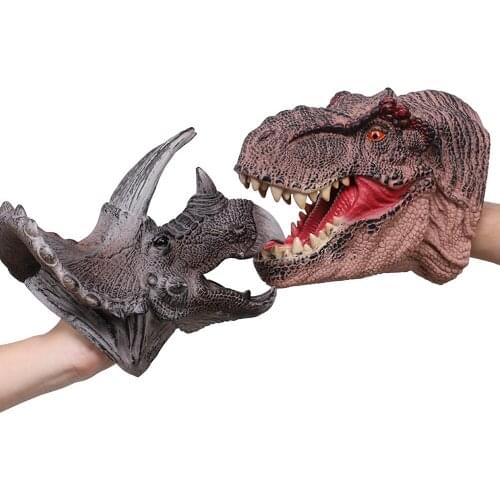 Jurassic World Park Dino T-Rex Soft Vinyl Rubber Animal Head Hand Puppet Toys Gloves For Children Model Gift Fly Dinosaur