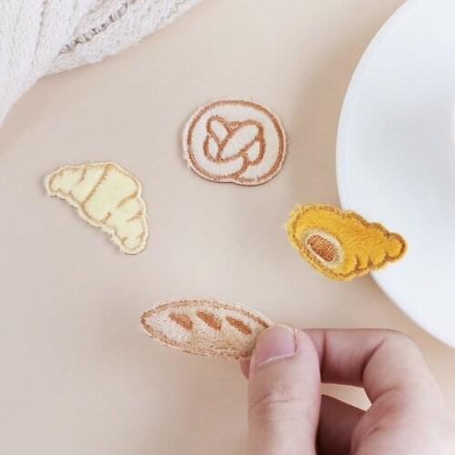Ins Cute Bread Mini Embroidery Fabric Patch Stickers For Stationery DIY For Hat Bags Clothing Decorative Fabric Label