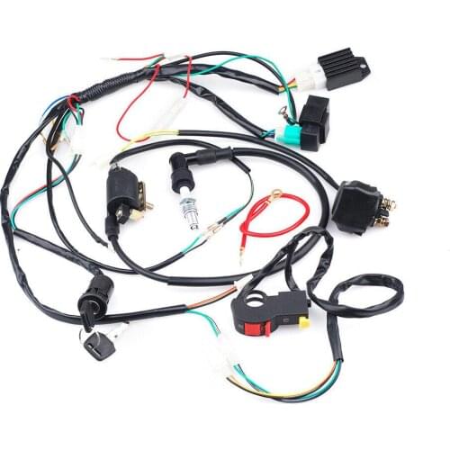 Wire Harness Coil CDI Wiring Set Igniter CDI Start Relay Door Lock Key Switch Rectifier For 50 70 90 110CC ATV Quad Gokart
