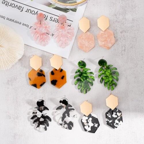 Korean Fashion New Bohemian Black Earrings For Women Acrylic Geometry Drop Earrings 2021 Trend Jewelry Gifts