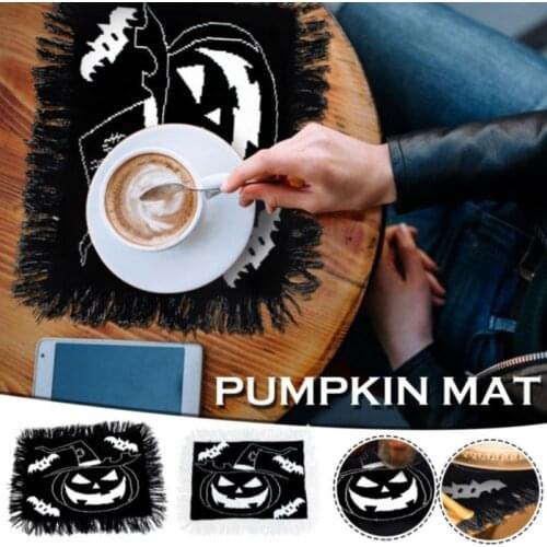 Halloween Placemat Holiday Decorations Home Use Tablecloth Dining Table Mat Potholder Anti-slip Kitchen Dining Room Bedroom Mat