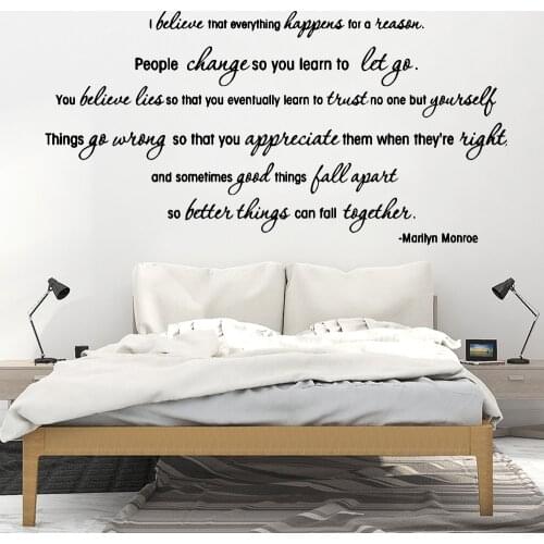 Creative Wall Stickers Marilyn Monroe Love Frase Vinyl Sticker For Bedroom Decor Inspirational Quote Wall Decal Wallpaper