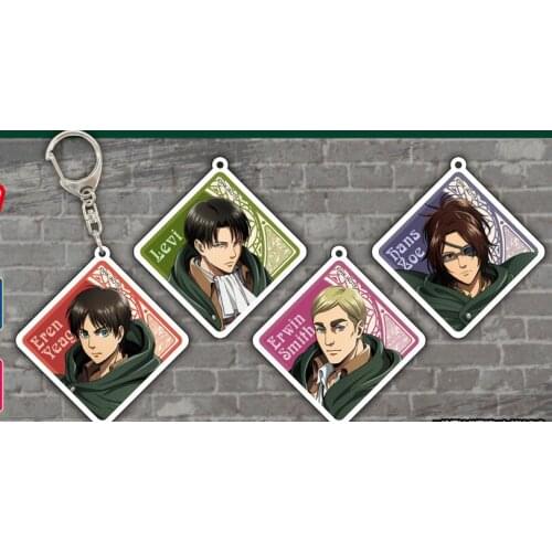 Anime Attack on Titan Square Acrylic Bags Pendant Keychains Keyrings Rivaille Eren Jäger Mikasa Ackerman Collection Gifts