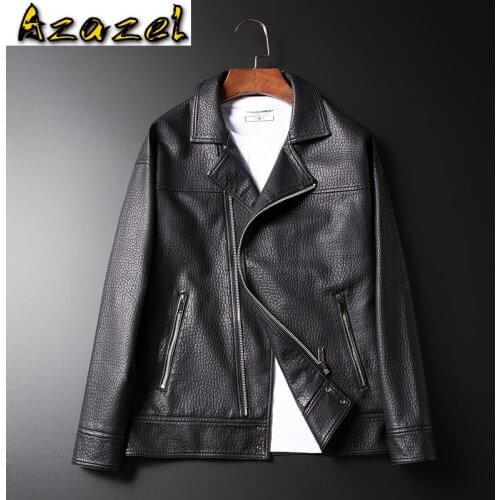 Men Plus Size Motorcycle PU Leather Jacket Rock & Roll Casual Leather Coat Mens Autumn Turn-down Collar Diagonal Zipper jackets