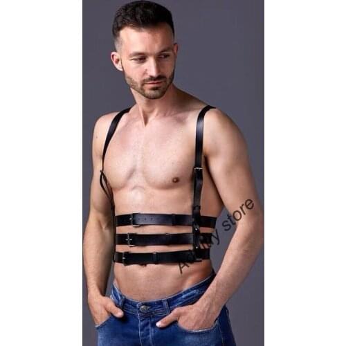 Men Bdsm leather body straps Gay harness Fashion cock harness Chest Strap Clubwear Restraints sex clothes for men