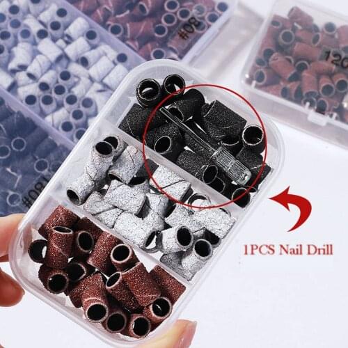 75/210pcs Set with mandrel 80/120/180# Nail Art Sanding Bands Accessory Electric Nail Machine Drill Bits Nail Gel Remover Tool