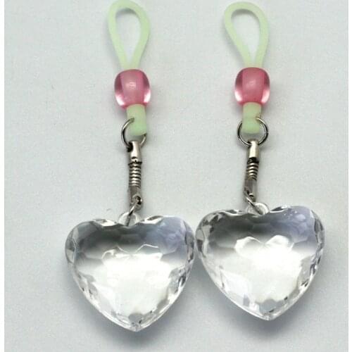 New Arrival Sex Nipple Clamps Docreation Adjustable Breast Clamp Clip with Plastic Heart shape Stone Massager Sex Nipple Clamps