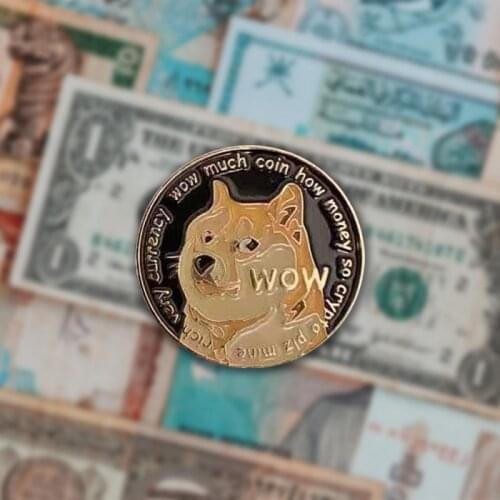 Dogecoin Commemorative Coin Coins Collectible Art Collection Gift Cute Dog Pattern Dog Year Collection Coins Desktop Ornaments