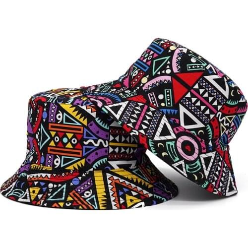 Boho Fisherman Hat Vintage Print Panama Bucket Hat Women Men Reversible Bob Chapeau Femme Retro Hip Hop Cap Gorros