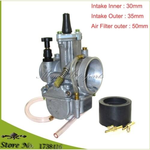 PWK 30MM Flat Side Carburetor Carb For Scooter UTV ATV Quad Go Kart Dirt Bike