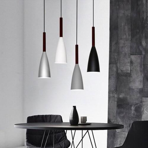 Nordic Minimalism droplight E27 Aluminum Wood Pendant Lights, Home restaurant decor lighting lamp and Bar Showcase spot light