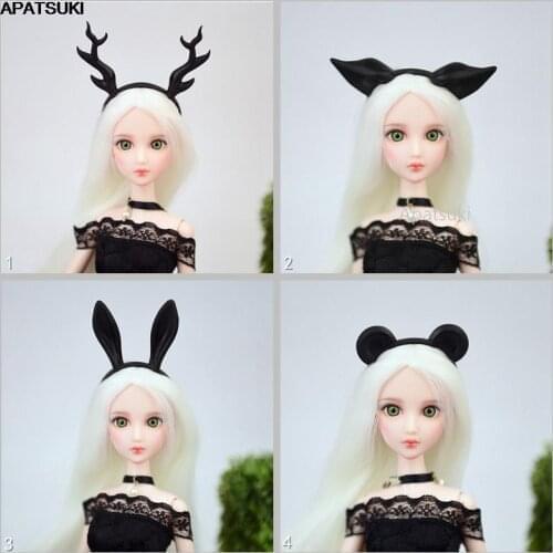 4pcs/lot Black Pretty Ear Headband For Barbie Doll Accessories Plastic Tiara Headwear Hairwear Hair Accessories For 1/6 Doll DIY