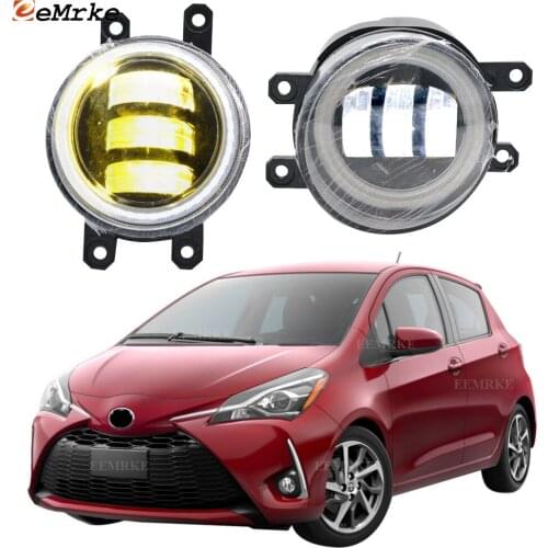 2Pcs Anti LED Fog Lights for Toyota Vitz Yaris XP13 2nd Facelift 2018 2019 Angel Eye DRL Daylight Foglight Lamp Car Accessories