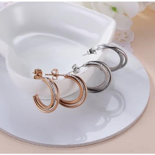 Cc Earrings For Women 2021 Stainless Steel Jewelry Woman Rose Gold Stud Earrings Fashion Jewelry Accessories Free Shipping