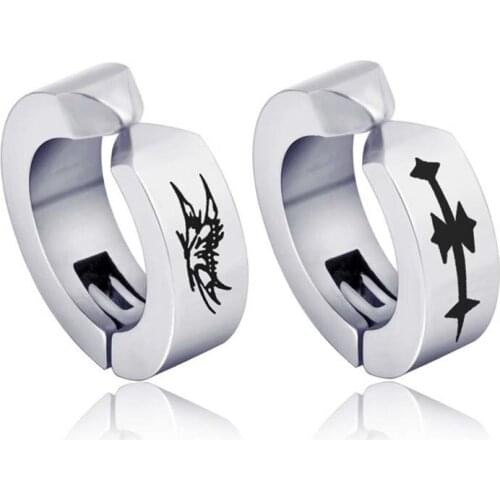 Classic Punk Stainless steel Clip Earrings Cross Skull Dragon For Women Men Fashion Hip Hop Ear Jewelry Gifts 2 pieces