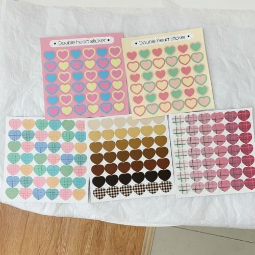 Korea ins cute love plaid sticker peach heart color hand account material sealing sticker decoration mobile phone notebook