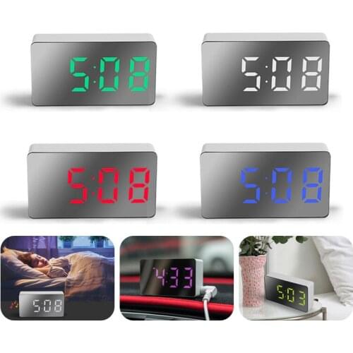 LED Mirror Clock Digital Alarm Snooze Display Time Night Led Light Table Desktop USB Clock Digital Home Decor Gifts for Children