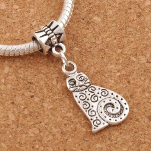 Dots Swirl Fat Cat Big Hole Beads 19pcs Zinc Alloy Metal Dangle 12x33 mm Fit European Charm Bracelets B1158 LZ