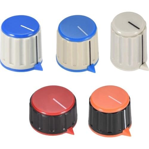 Uxcell 1-10 pcs Plastic Potentiometer Rotary Knob 4/6mm Insert Shaft Blue/Red/Orange/White
