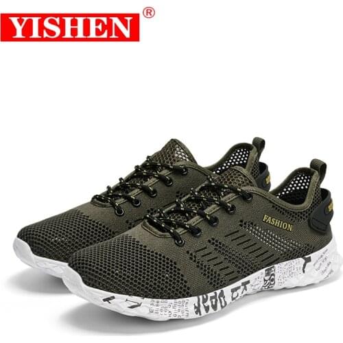 YISHEN 2021 Summer Men Casual Aqua Shoes Air Mesh Sneakers Fashion Foam Footwear Black Beach Sandals Water Fisherman Breathable