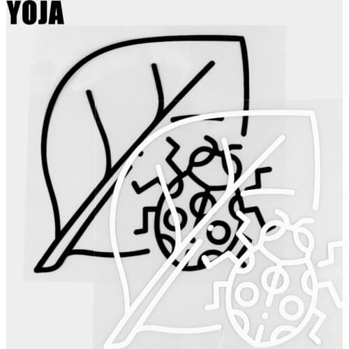 YOJA 14.8×14.5CM Leaf Lady Beetle Vinyl Decal Cartoon Animals Car Stickers Black/Silver 19C-0399