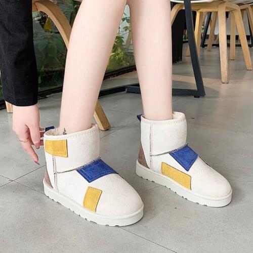 Sweet Women Wool Cow Suede Ankle Boots Female Big Size Snow Boots Dancing Casual Shoes Woman Newest Flats Platform Boots