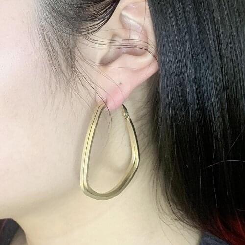 Hoop Earrings For Women Statement Gold Silver Color Triangle Loop Earring Party Gift Hot Sale