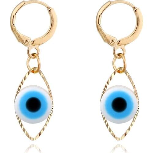 Cute blue white eye drop Earring Accessories Fashion Gold Color Geometric Evil Eye Statement Earrings For Women jewelry wholesal