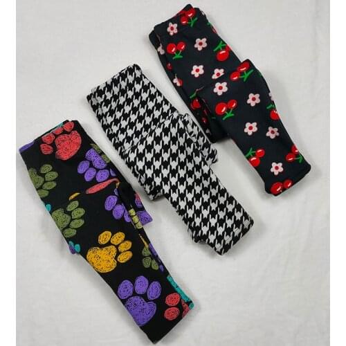 Childrens Pants Girls Autumn And Winter Plus Velvet Thickened Leggings Cartoon Printed Pants Small Feet Pencil Pants 6-10 years