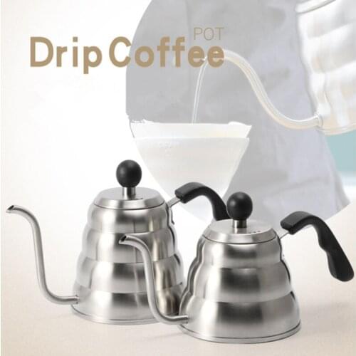 1L 1.2L Stainless Steel Works on Gas Drip Gooseneck Pour Over Coffee and Tea KettleTurkish Coffee Pot Mocha Moka Pot Koffiepot
