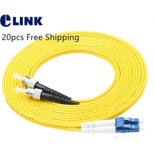 20pcs fiber LC-ST jumper Duplex Singlemode 3.0mm 2.0mm 9/125 PVC cable 1 2 3 4 5 7 MTR fibre patchcord free shipping Elink ST-LC