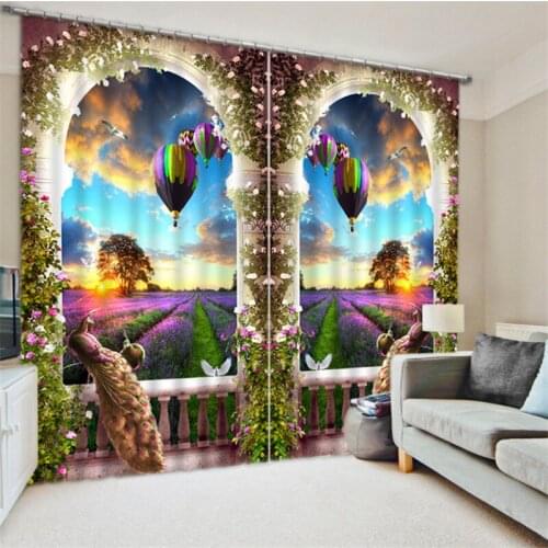 2017 Modern Luxury Lavender field Blackout Window Curtains For Kids Bedding room Living room Hotel Drapes Cortinas