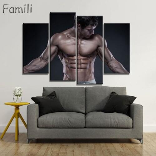 4pcs Superstar Fitness bodybuilding Poster Fabric Silk Black And White Poster Print Great Pictures On The Wall