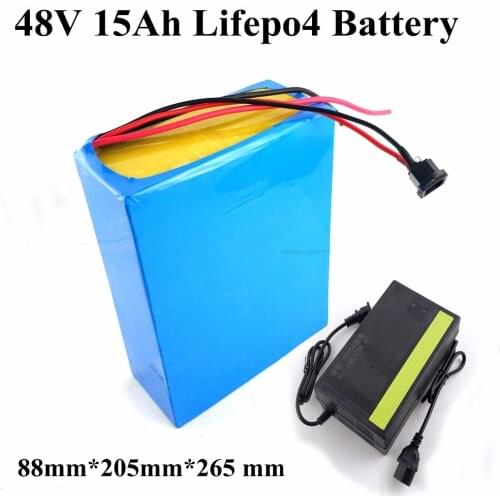 48v 15ah lifepo4 battery pack for electric scooter bike 500w 1500w motor 48v lifepo4 lithium battery + 58.4V 3A Charger