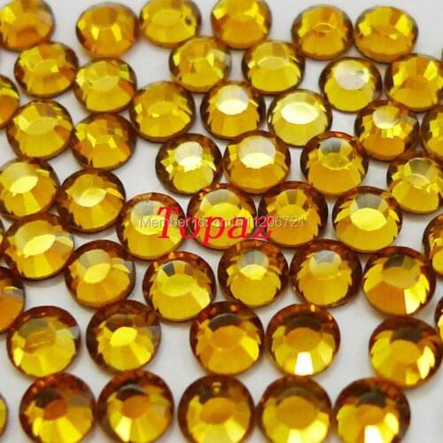 AAAA+ Topaz Iron On HotFix Rhinestones SS6~SS30 DMC FlatBack Glass Crystal Bead for Garment DIY nail bags Shoes decoration