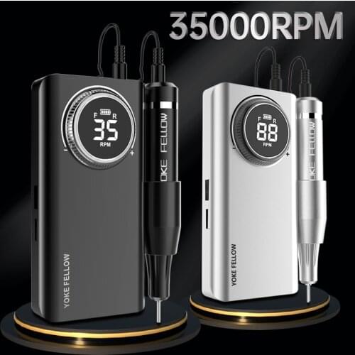 YOKE FELLOW Electric Nail Drill Machine 35000 RPM Rechargeable Manicure Nail Drill Pen Apparatus For Manicure Nail Gel Polisher