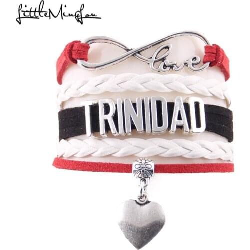 Infinity love Trinidad Bracelet heart charm leather men bracelets & bangles for women jewelry country souvenir Drop Shipping