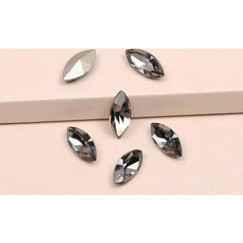 Black diamond 4200 Strass Navette Glitter Rhinestones Crystal NO HotFix Sewing Fabric Garment DIY Sew on Rhinestone