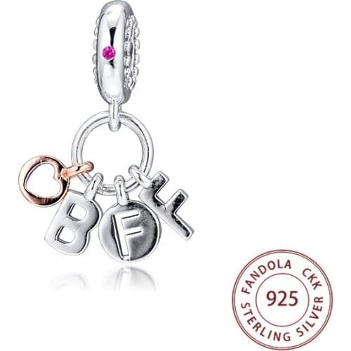 CKK Fit Pandora Bracelet 925 Sterling Silver Charm Bead Best Friends Forever Dangle Charms Beads for Jewelry Making kralen