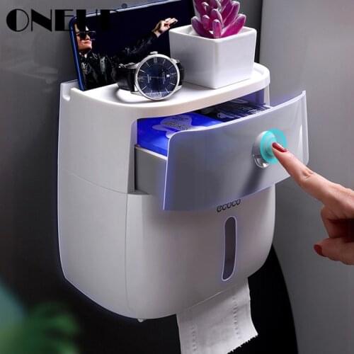 ONEUP Toilet Paper Holder Double Waterproof Storage Box Wall Mounted Bathroom Roll Dispenser Portable Toilet Paper Holders