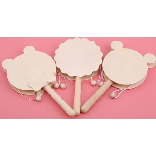 Baby Wooden Rattles Pellet Drum Toy Rocking Drum Musical Instrument Toy For Baby Gift Pellet Baby Rattles Toy Newborn 0-12 Month