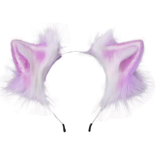 Girl Women Furry Lolita Anime Fox Ear Wolves Beast Ears Hair Hoop Hairbands Cosplay Costume Headwear Birthday Headband