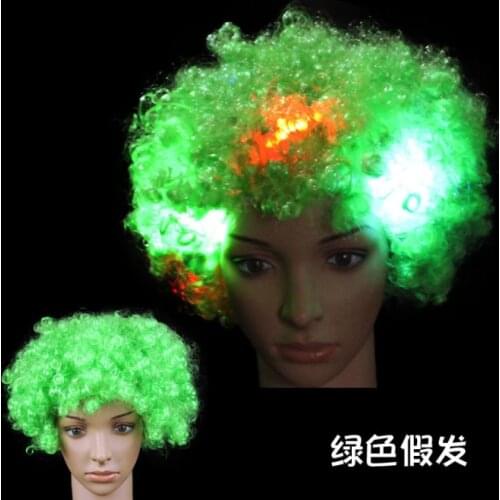 Luminous Headgear Hat Explosive Head Wig LED Flash Headdress Clown Wig Fans Supplies Adult Party performance Green