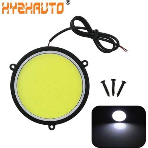 HYZHAUTO 1Piece Round Shape High Power COB Bulb For Car LED DRL DHO Interior Lighting Lamp Trunk Light White 90mm 12V