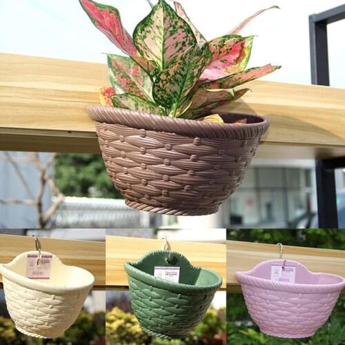 Imitation Rattan Wicker Flower pot Balcony planter Hanging plant pot Plant Basket Balcony Garden Planter home garden accessories