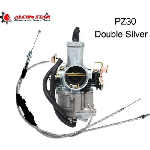 Alconstar PZ30 30mm Carburetor With Dual Throttle Cable Accelerating Pump Racing 200cc 250cc For Keihin ABM IRBIS TTR 250