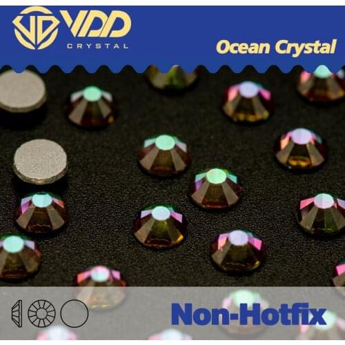 VDD Crystals For Nails Hot-fix/Glue-on Nail Stickers Crystal Applique Rhinestone Dresses V Cut Nail Stone Crystal Green 553