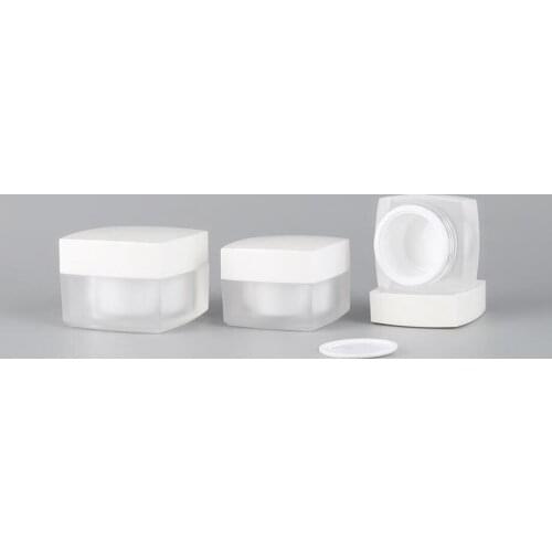 50g frosted square shape acrylic cream jar pot tin bottle for eye cream/day cream/essence/moisturizer cosmetic packing