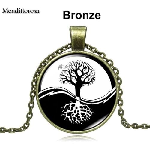 Mendittorosa Ying Yang Taichi Necklace With Silver Plated Pendant Necklace For Women Christmas Gift
