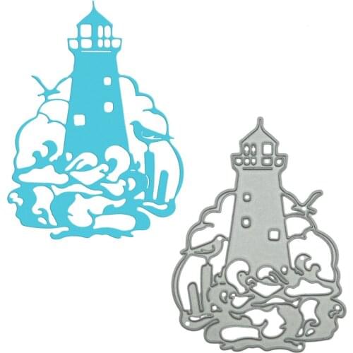 Metal Cutting Dies Tower Lighthouse with Wave Ocean Craft Paper Cutter Mold For Scrapbook Photo Album Clipart Decorating